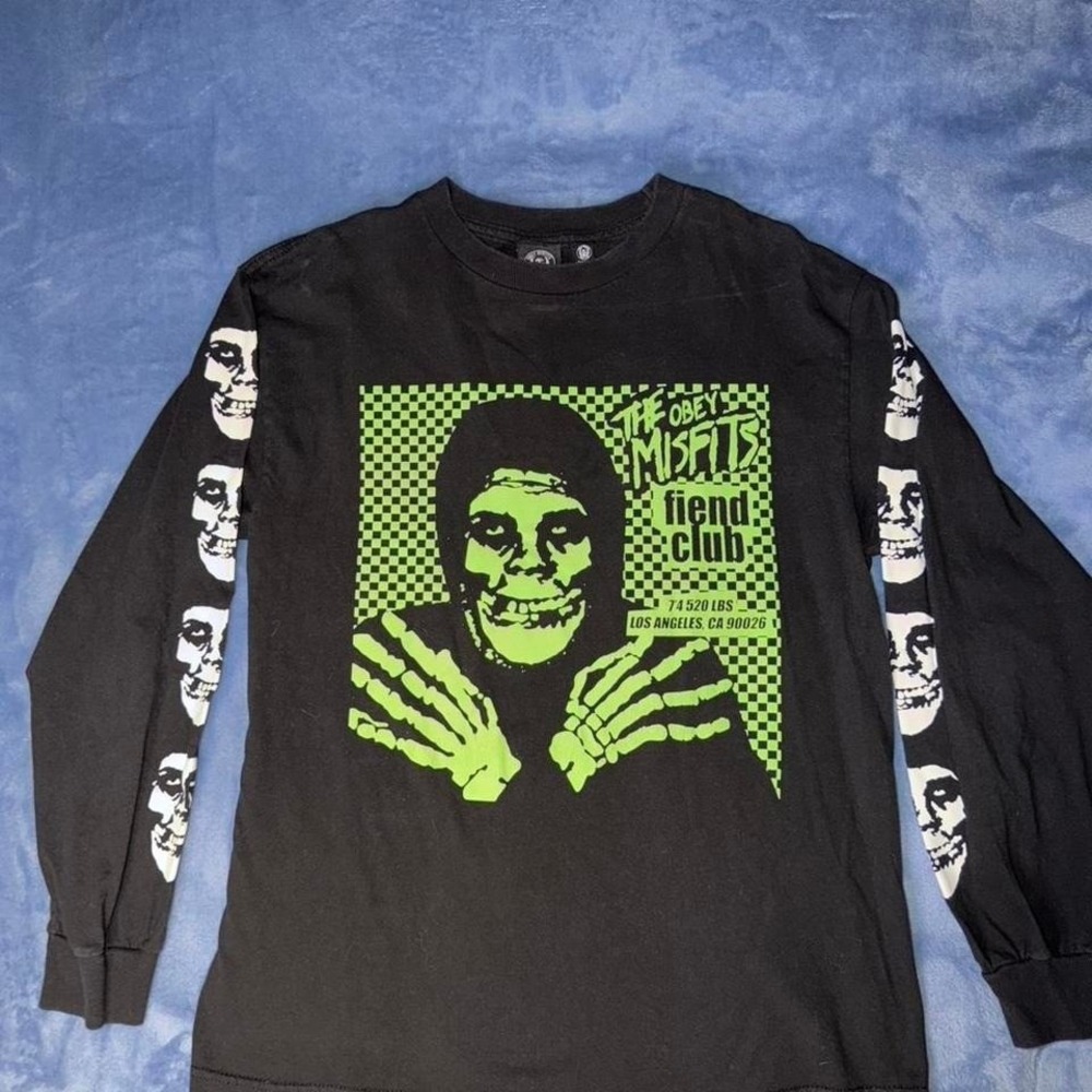Obey x Misfits Fiend Club Halloween Long Sleeve T-Shirt in black men size‎ m